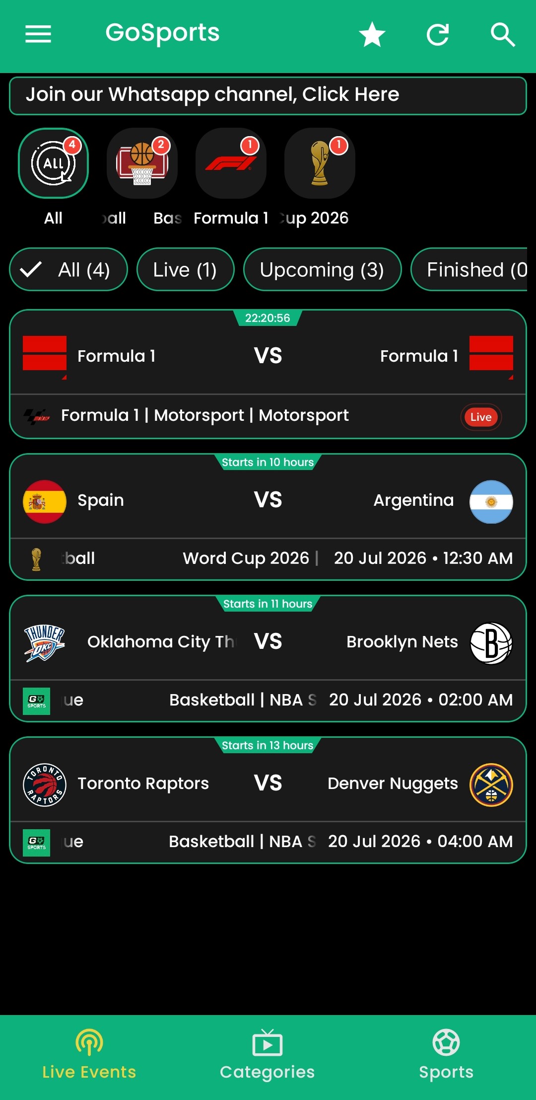 Go Sports app screenshot 1